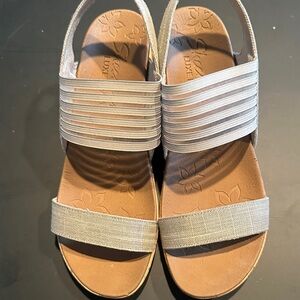 Skechers Luxefoam Taupe Elastic Crossover Sandals